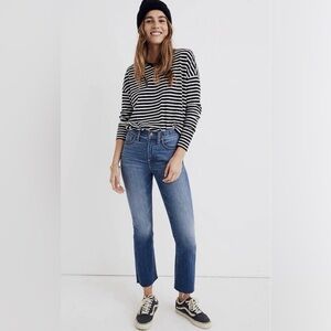 Madewell Cali Demi Boot Jeans Back-Seam Edition Released Raw Hem Size 28